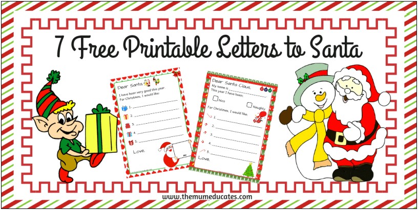 Letter To Santa Template For 1st Grade