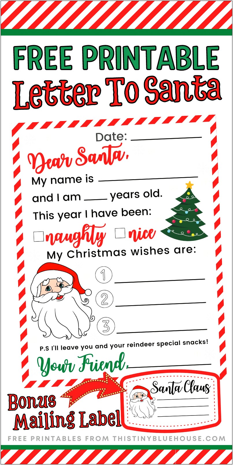 Letter To Santa Template Grade 1