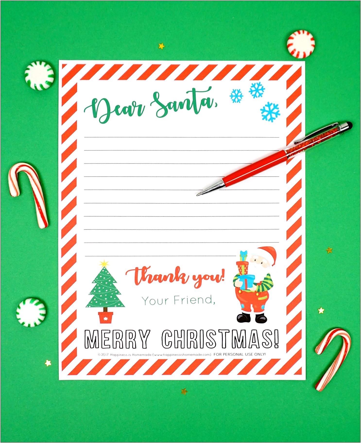 Letter To Santa With Writing Lines Template