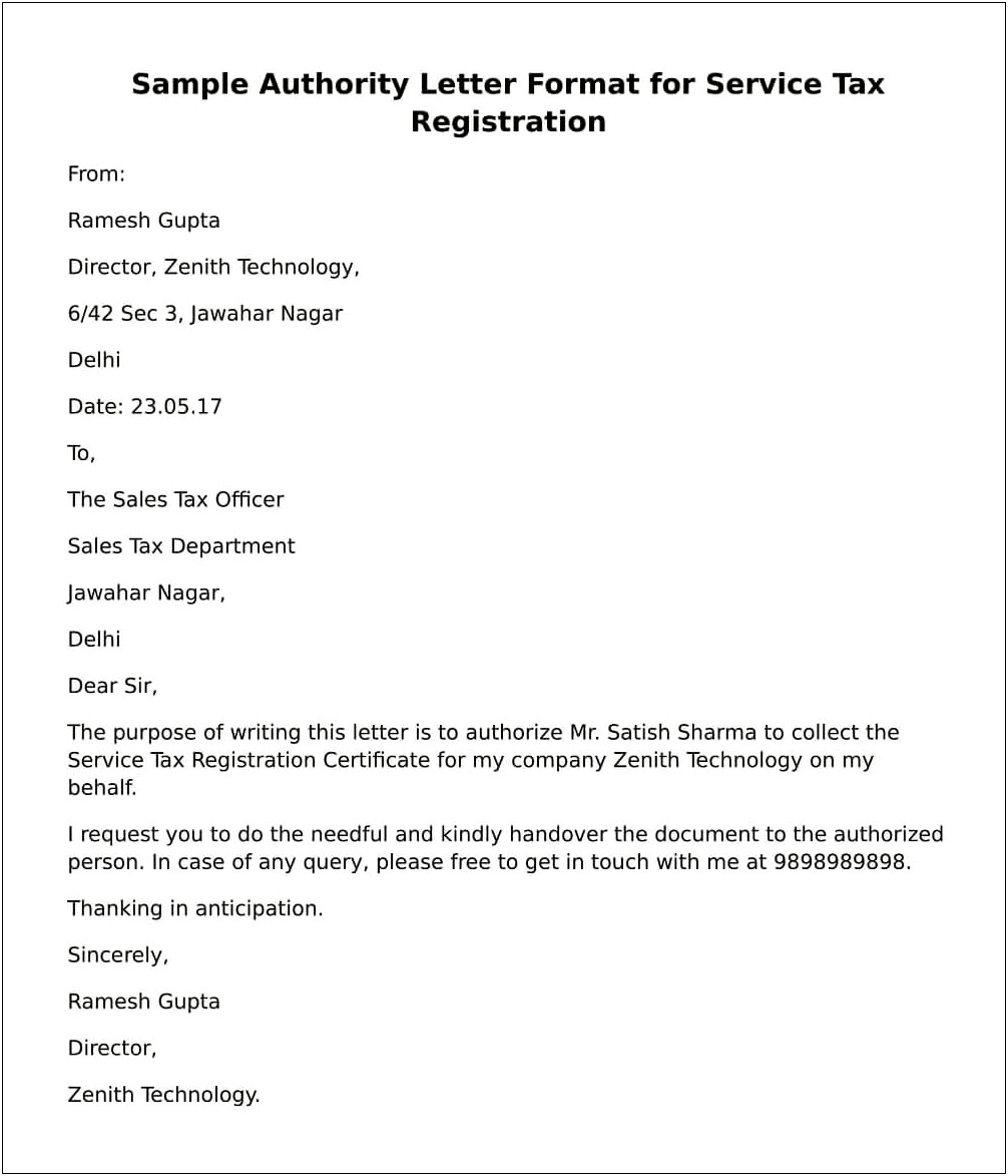 Letter To Tax Office Template Business Registration