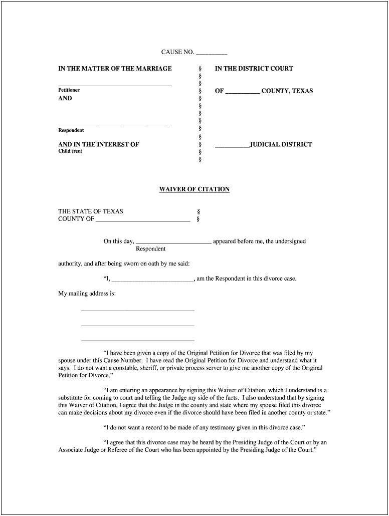 Letter To The Court Template Texas