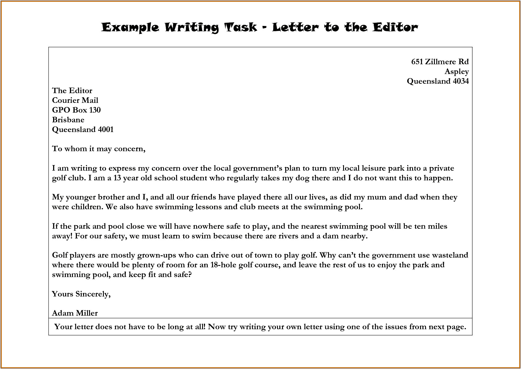 Letter To The Editor Template For Students