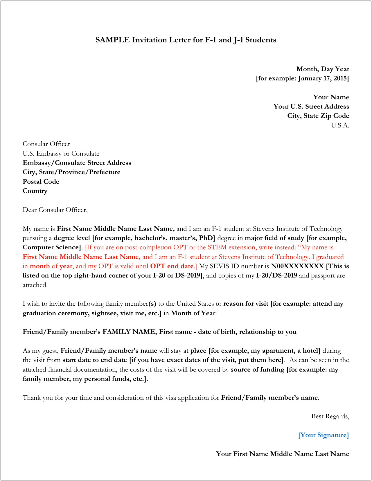 Letter To Us Embassy For Visa Template