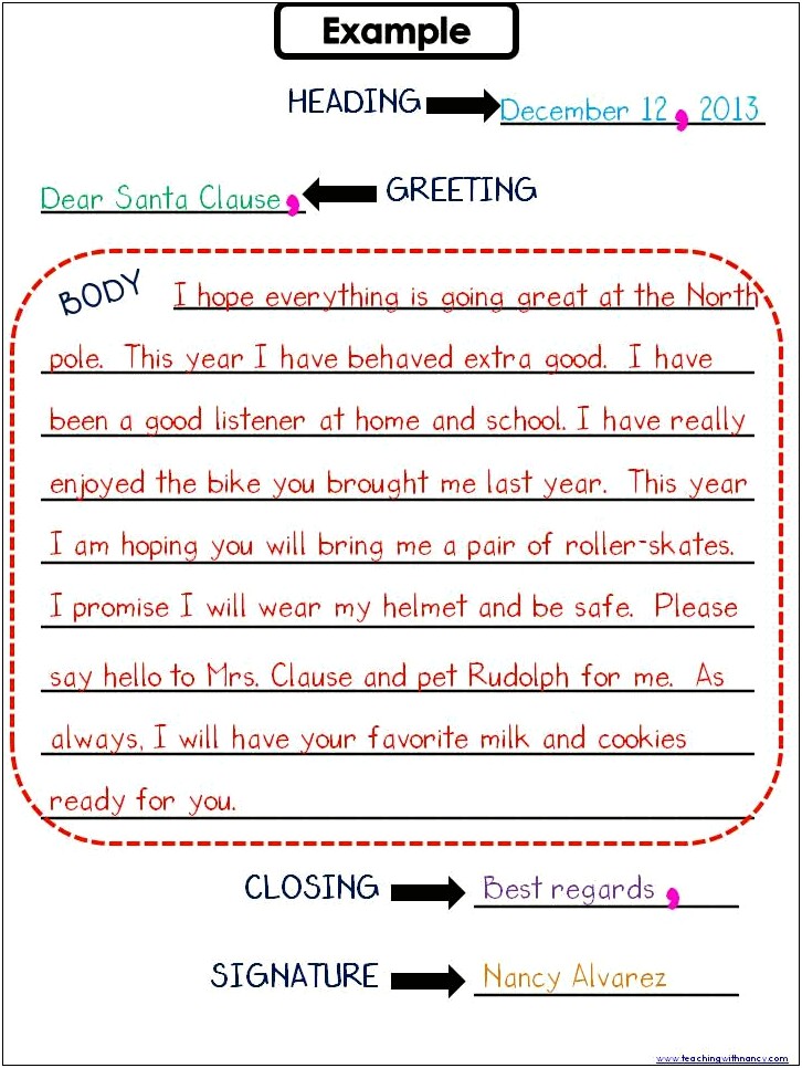 Letter Writing Template For Middle School