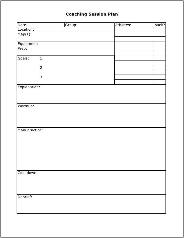 Level 2 Football Coaching Session Plan Template