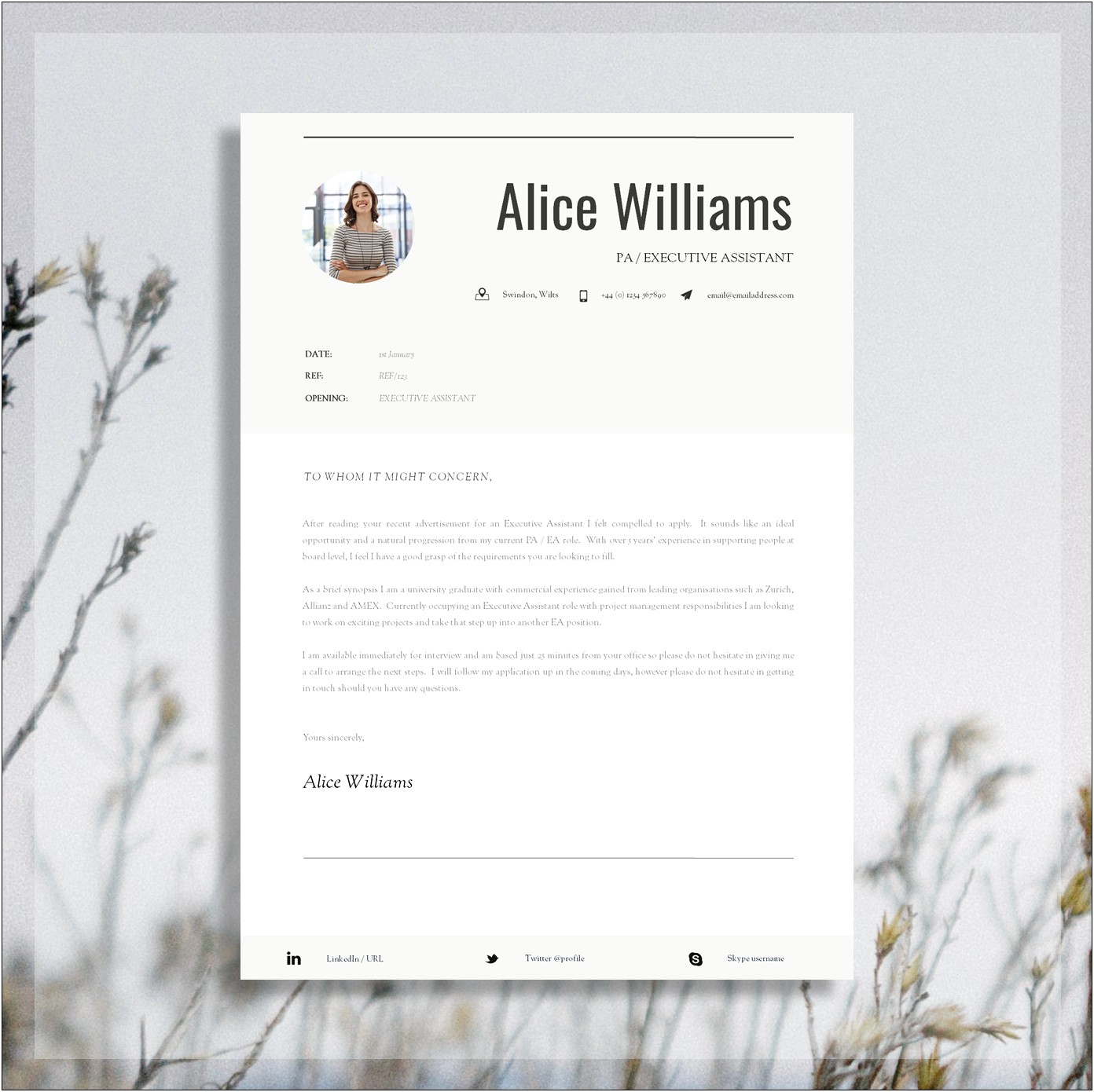 Linkedin Cover Letter Template For Pa