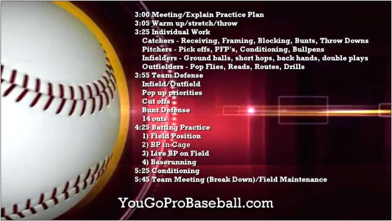 Little League Baseball Practice Plan Template