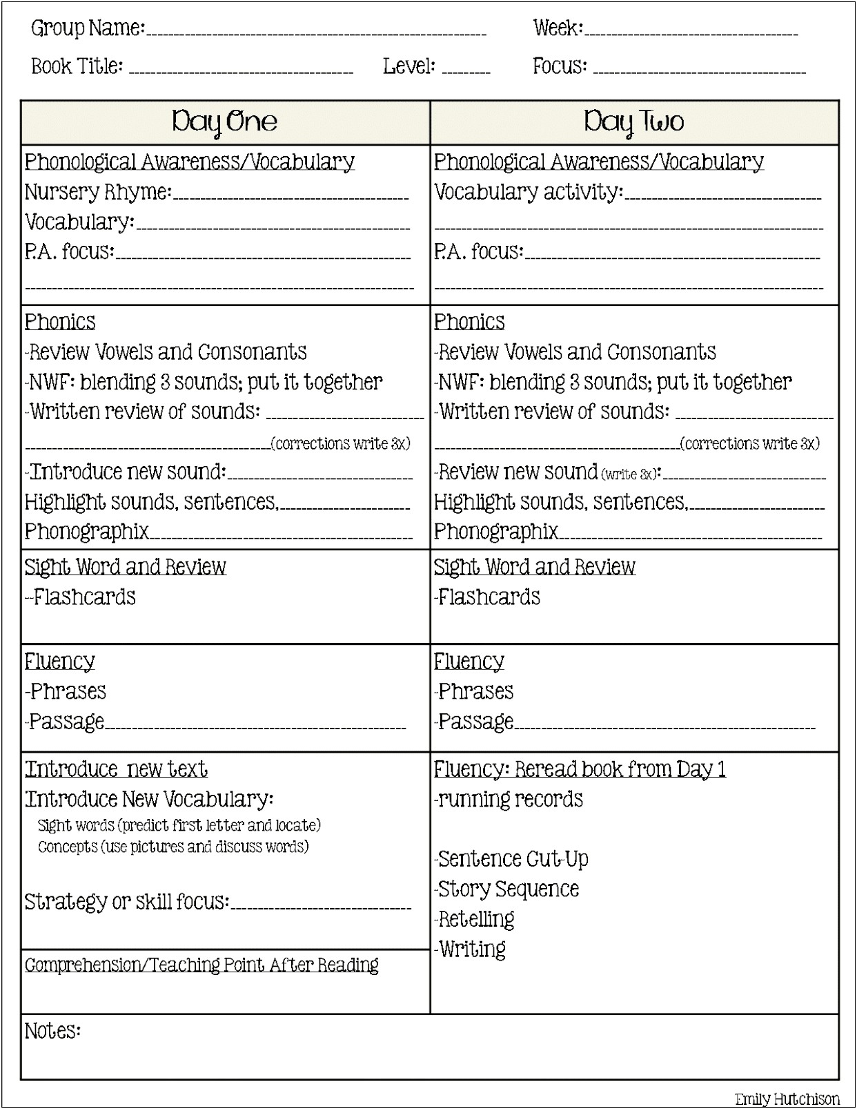 Lli Lesson Plan Template With Times