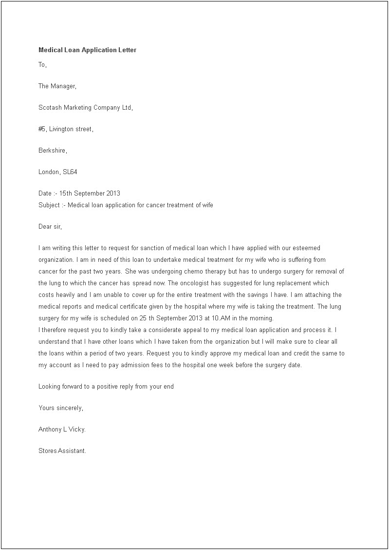 Loan Letter Template To An Employee