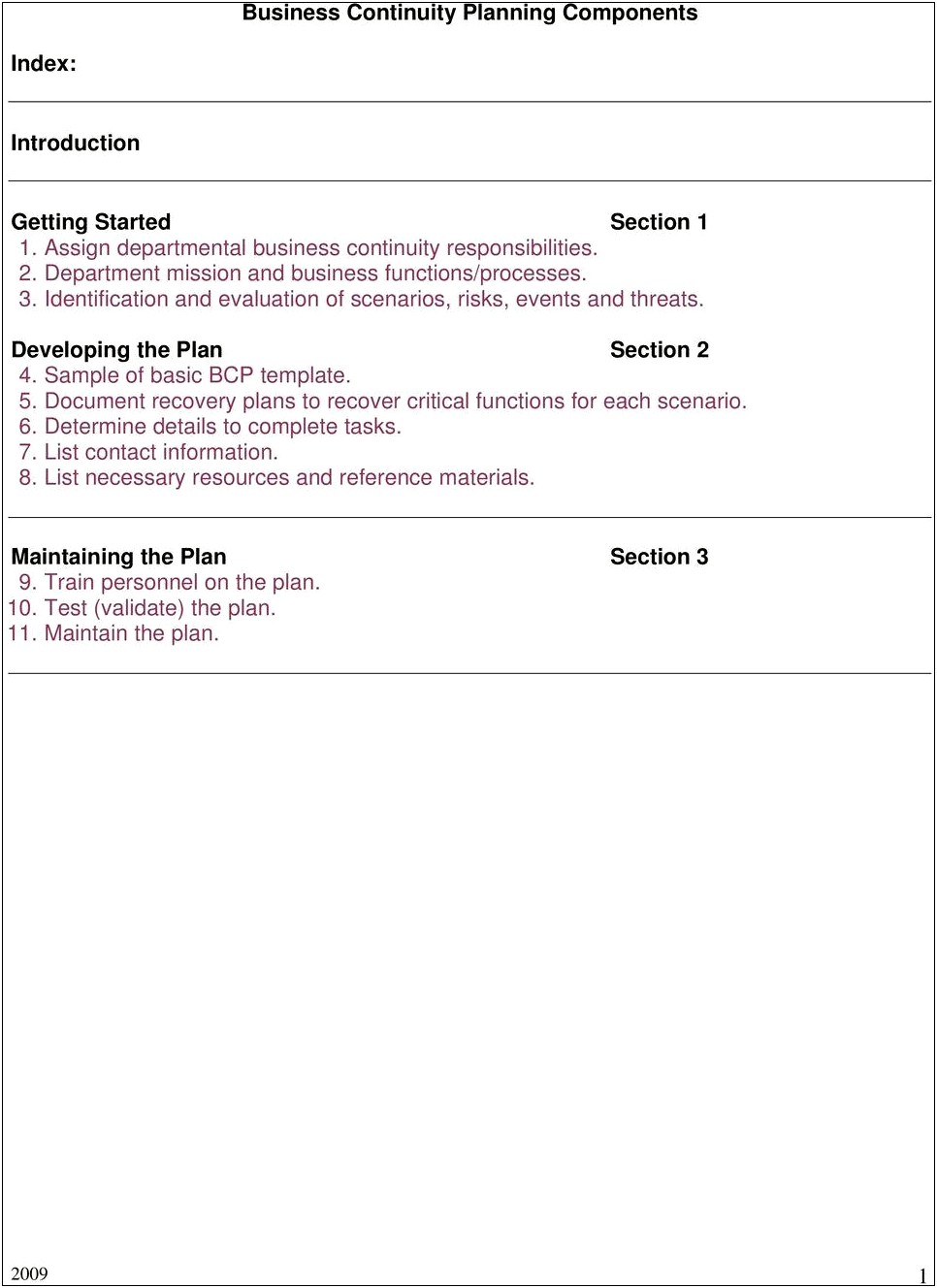 Los Angeles Business Continuity Planning Template