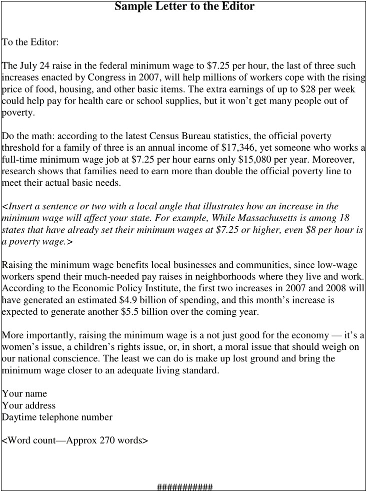 Lost Wages Letter From Employer Template