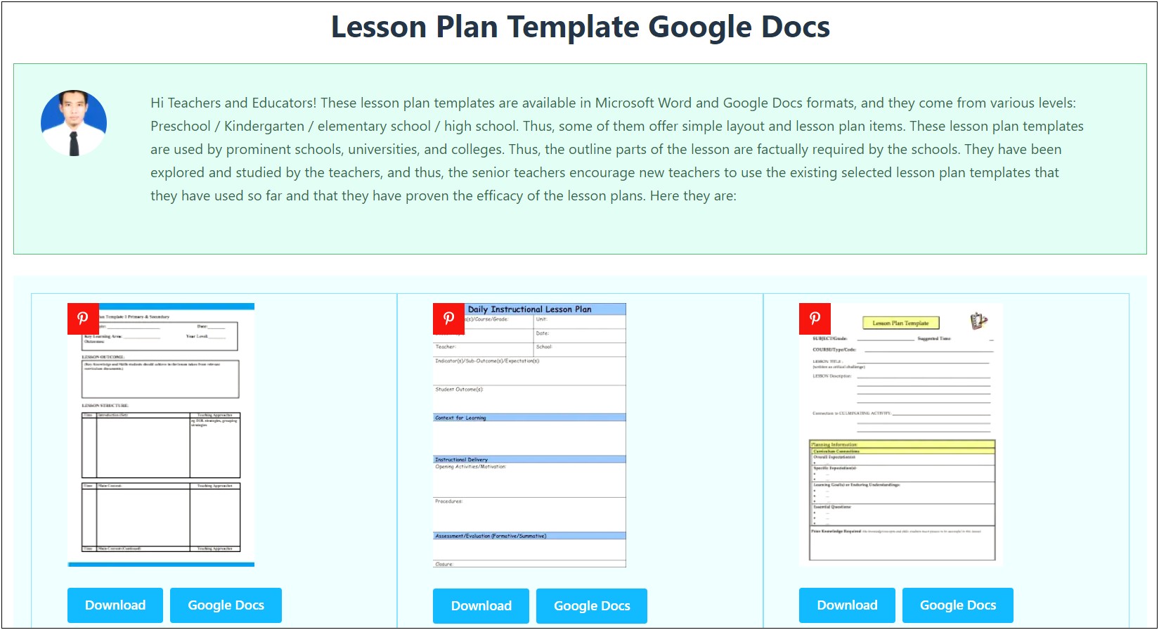 Madeline Hunter Lesson Plan Template Google Doc