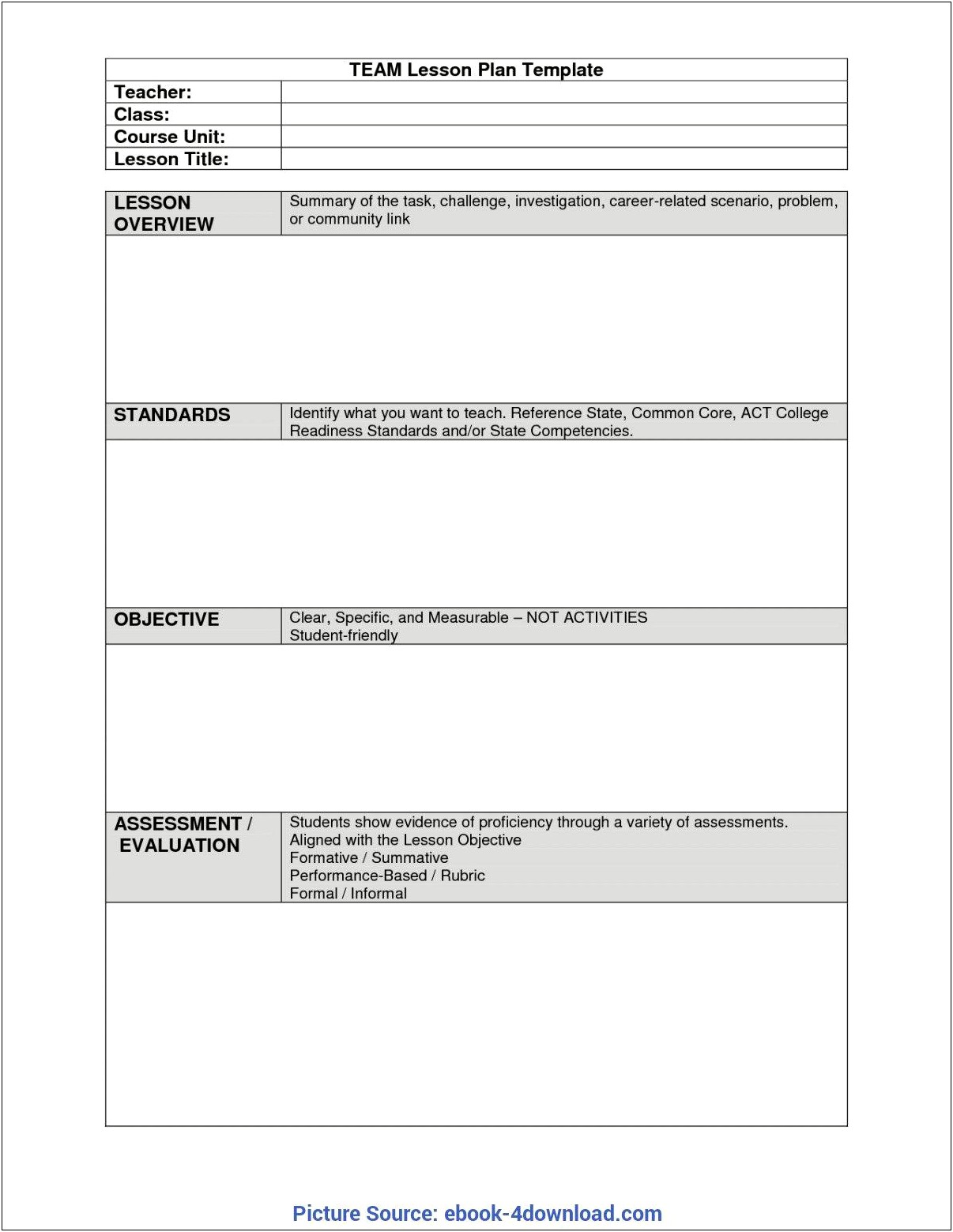 Madeline Hunter Lesson Plan Template Printable