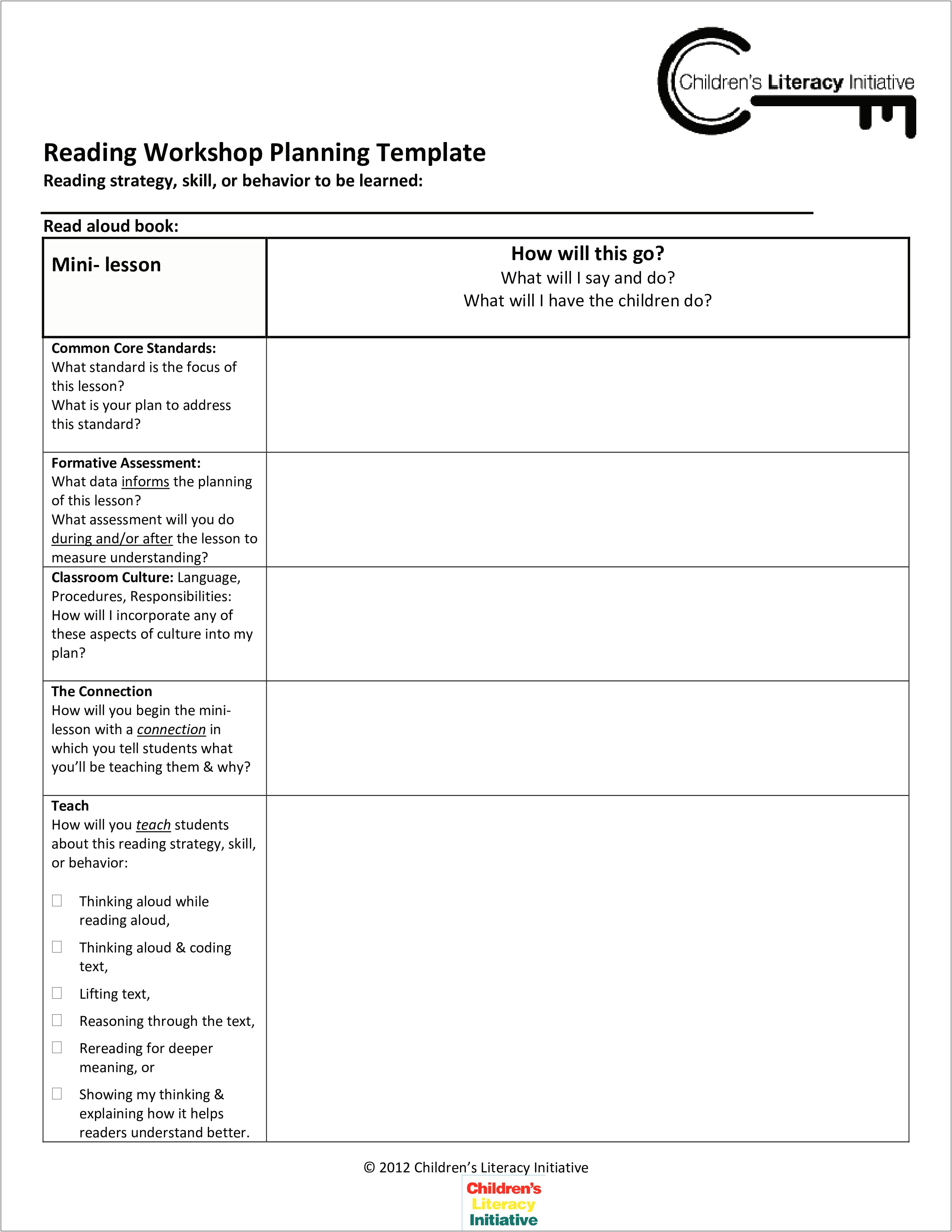 Madeline Hunter Lesson Plan W Template