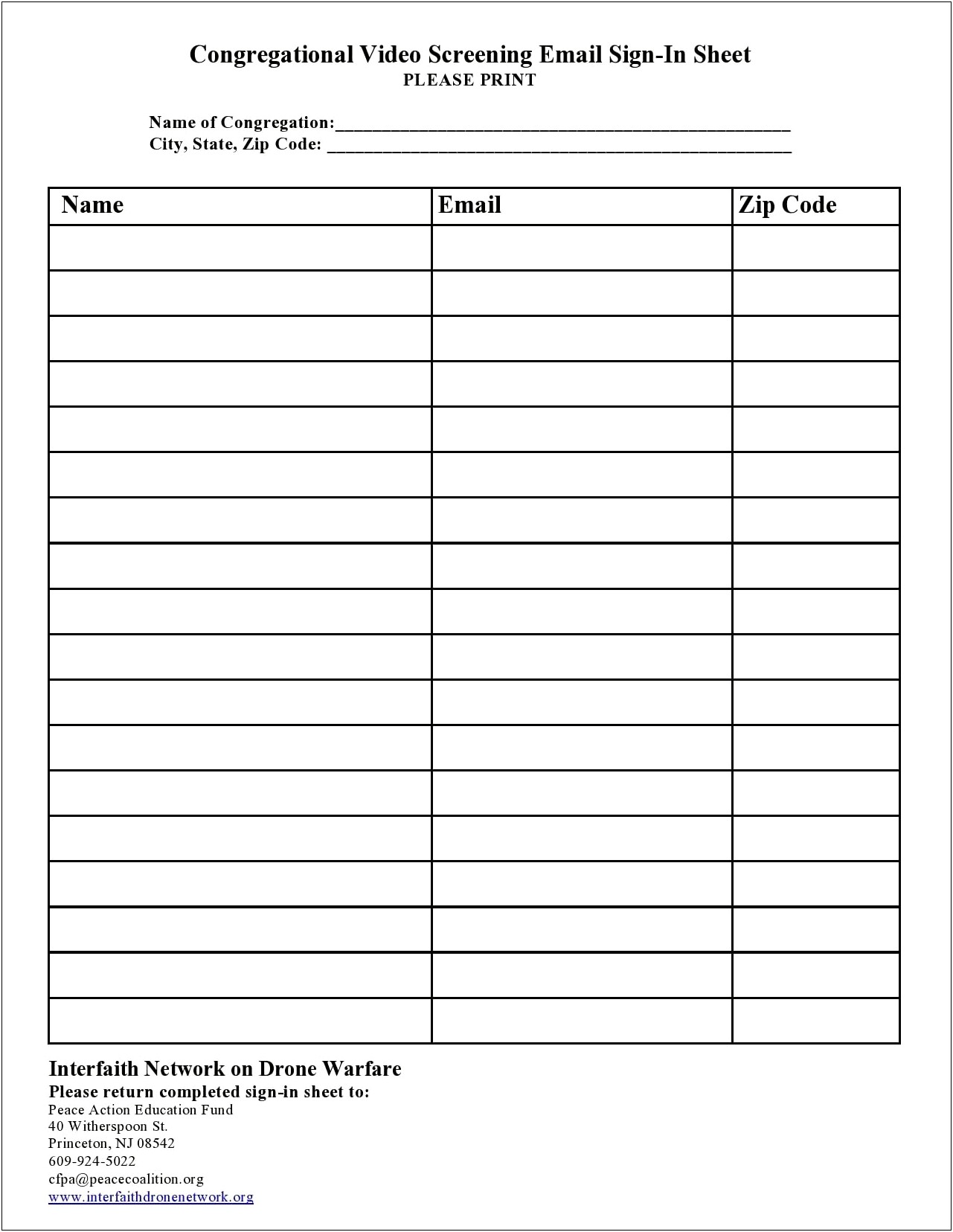 Mailing List Sign Up Sheet Word Template