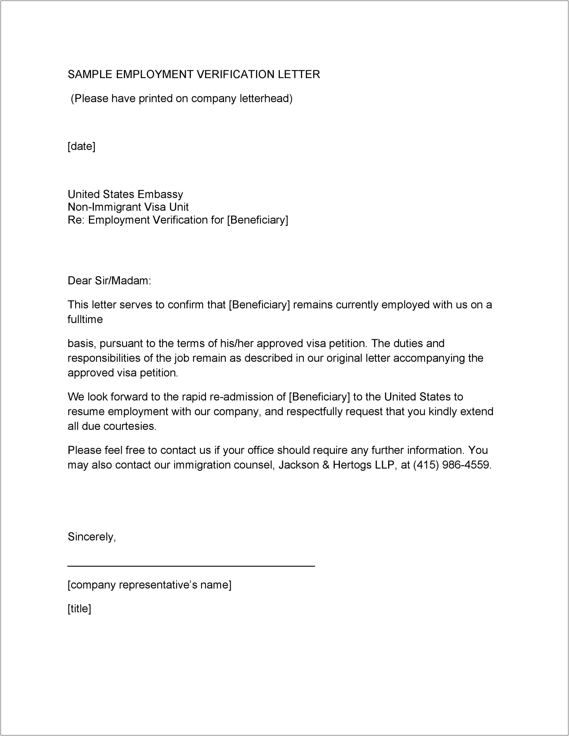 Manager Employment Verification Letter Template Doc