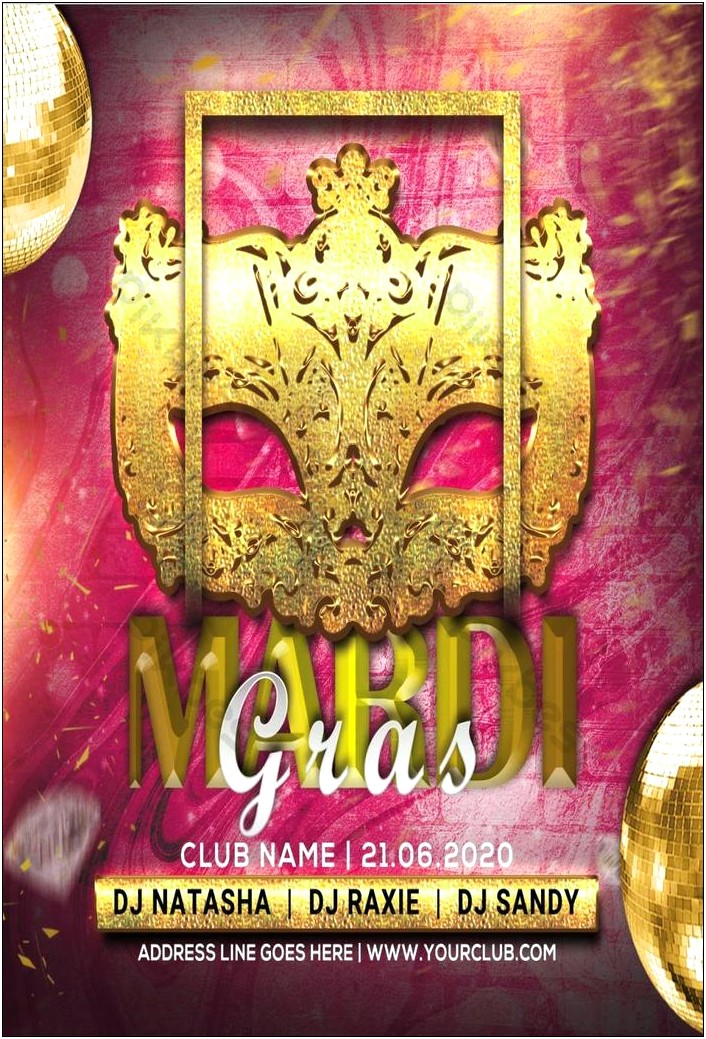 Mardi Gras Party Flyer Template Download