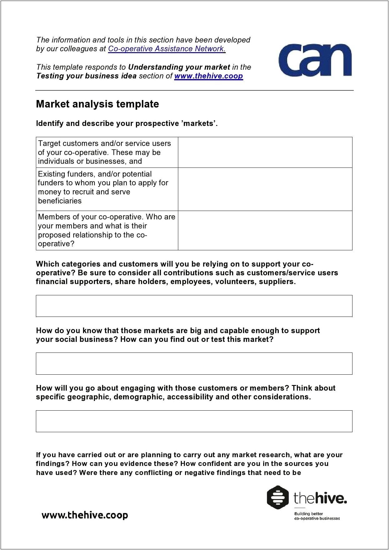 Market Research Template For Business Plan