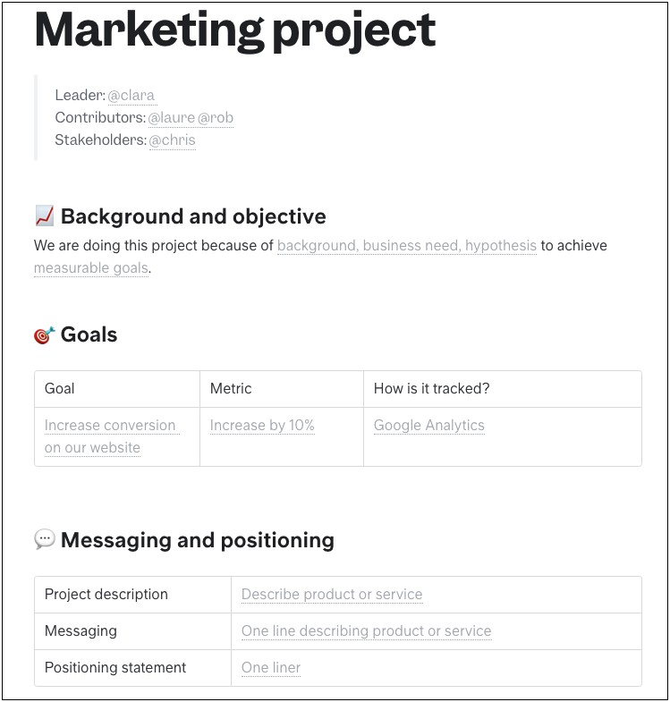 Marketing Plan Template For Business Plan