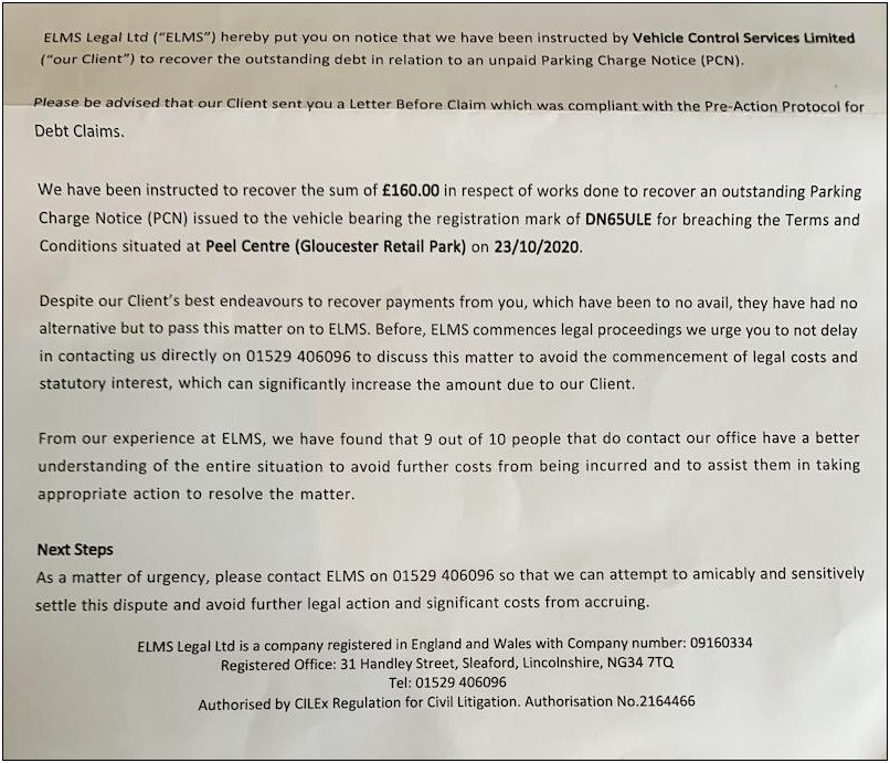 Martin Lewis Parking Charge Notice Letter Template