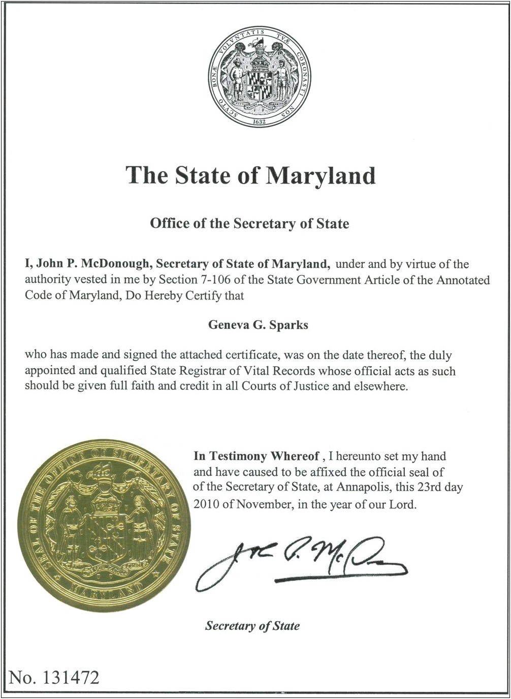 Maryland Parking Authority Notarized Letter Template