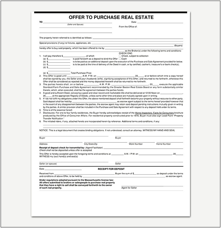 Mass Real Estate Offer Letter Template