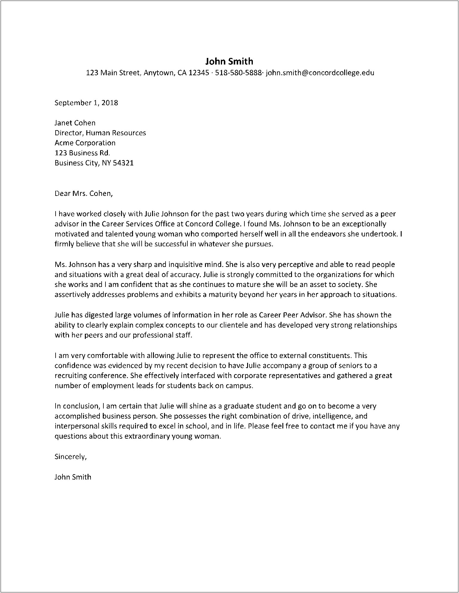 Mba Program Letter Of Recommendation Template