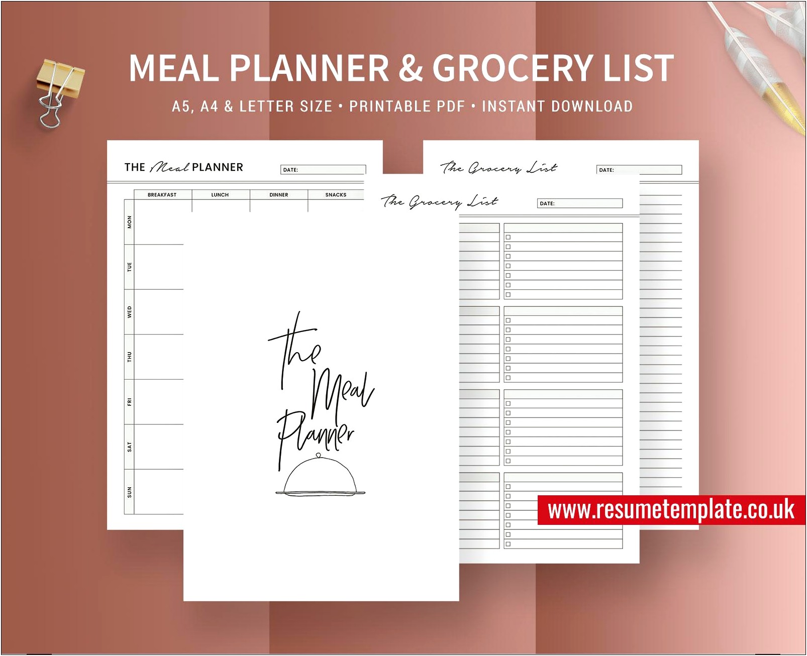 Meal Plan And Grocery List Template Pdf