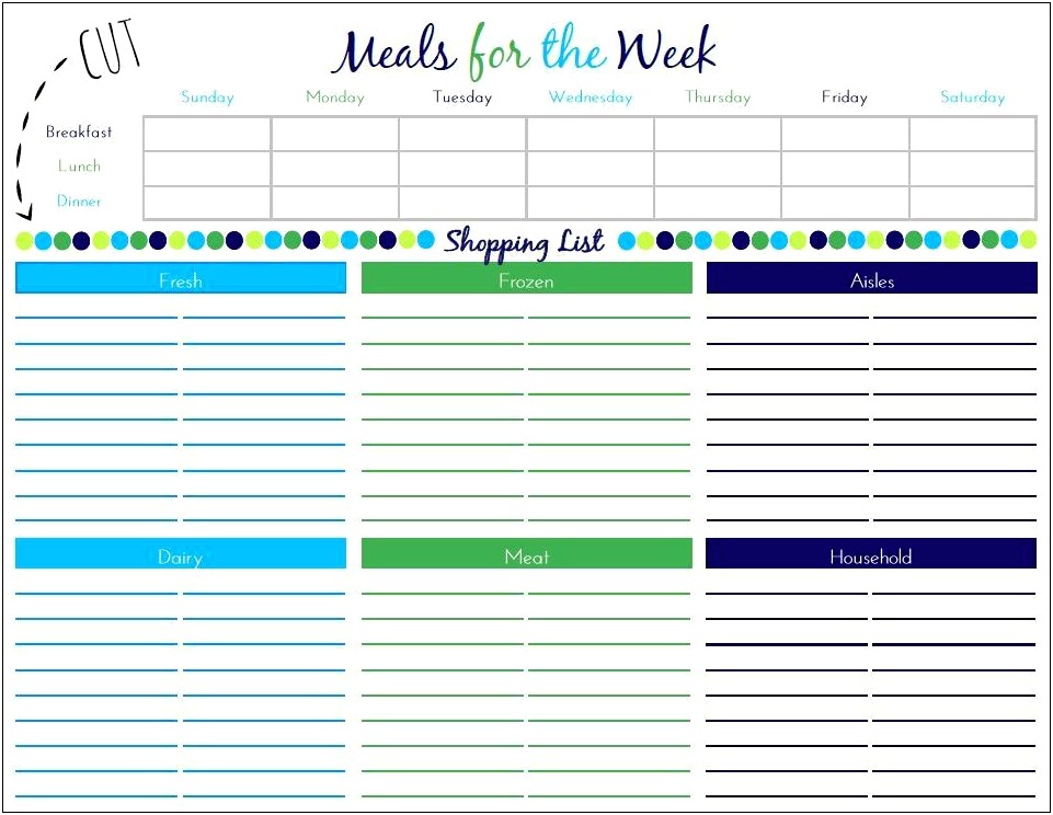 Meal Plan And Shopping List Template