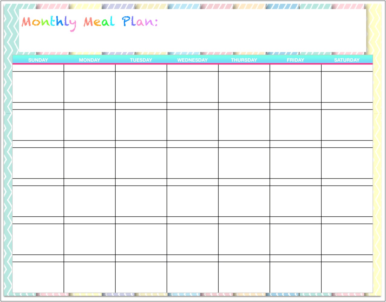 Meal Plan Chart Template Download Free