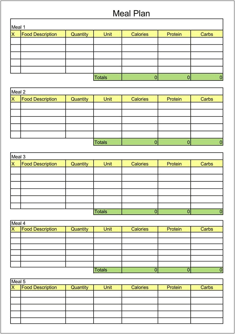 Meal Plan Examples Templates Gain Weight