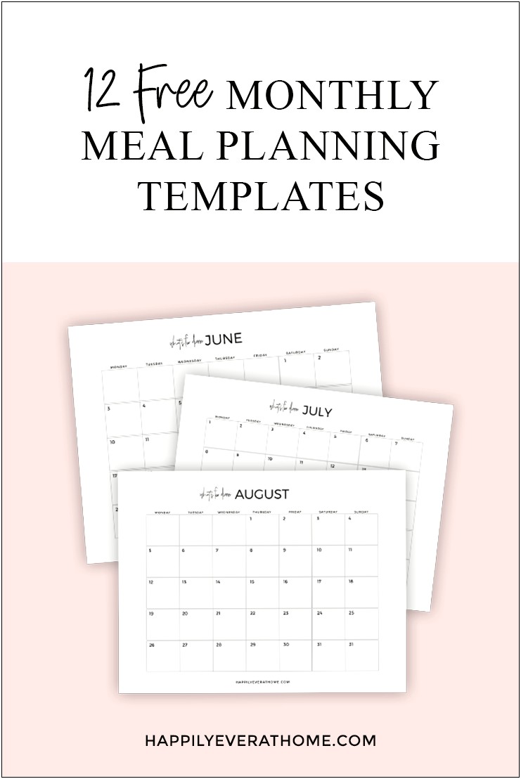 Meal Plan For A Month Template