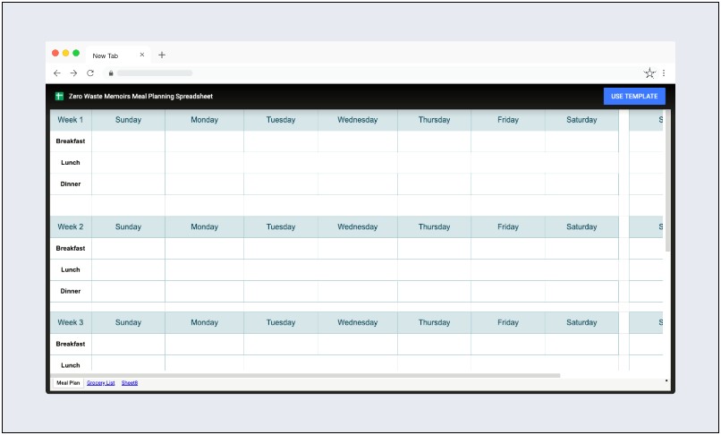 Meal Planning Template With Carb Counter