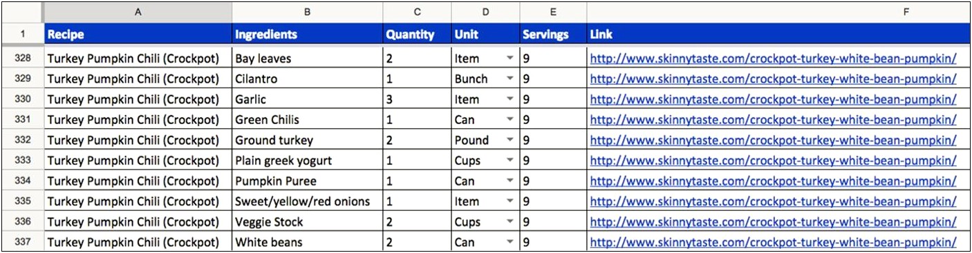 Meal Planning Template With Grocery List Google Sheets