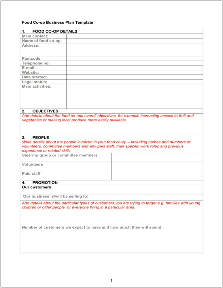 Meal To Go Business Plan Template