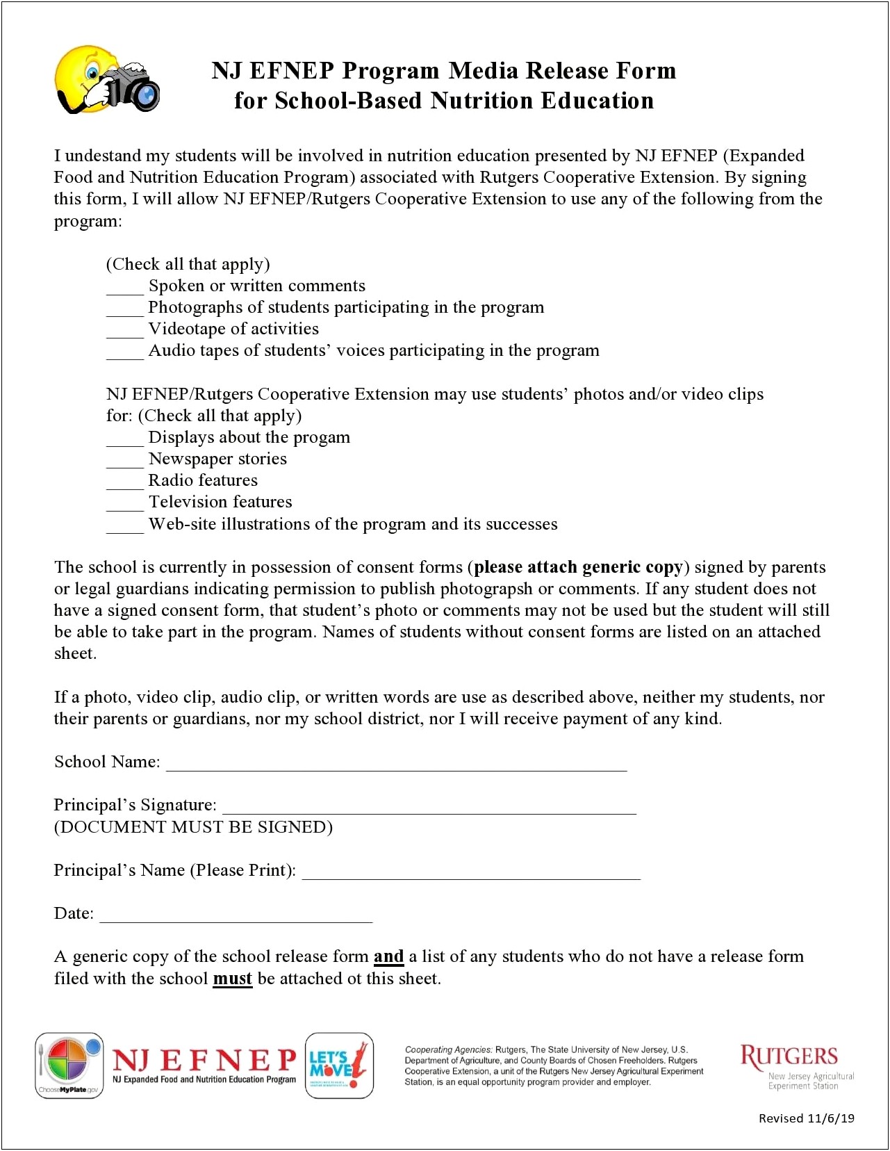 Media Release Form Template For Students Word