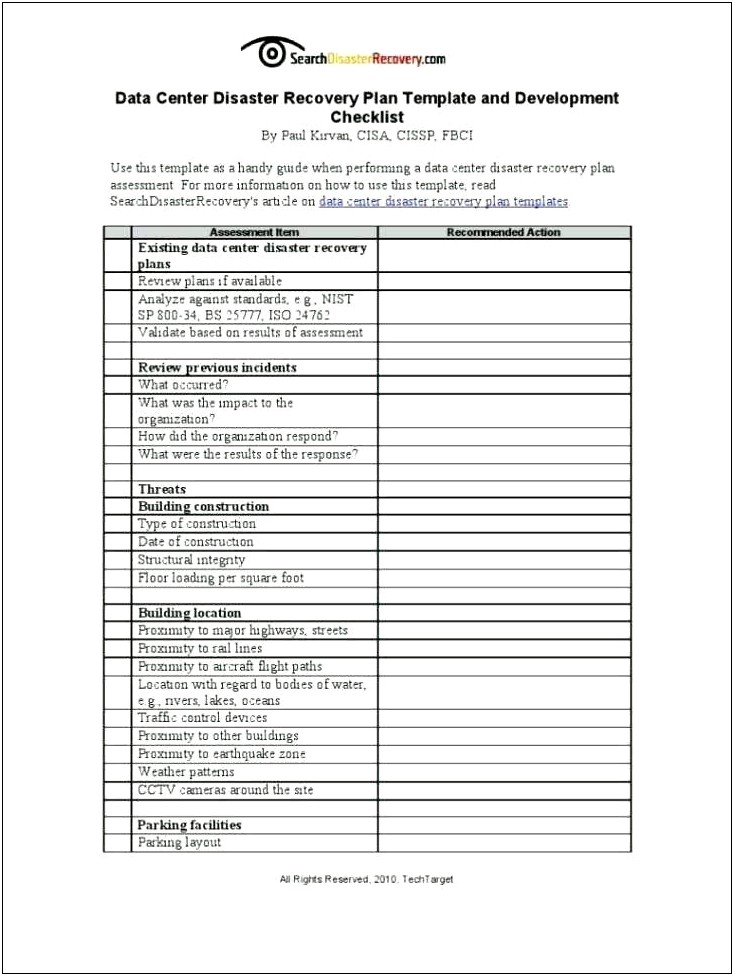 Medicaid Required Disaster Recovery Plan Template