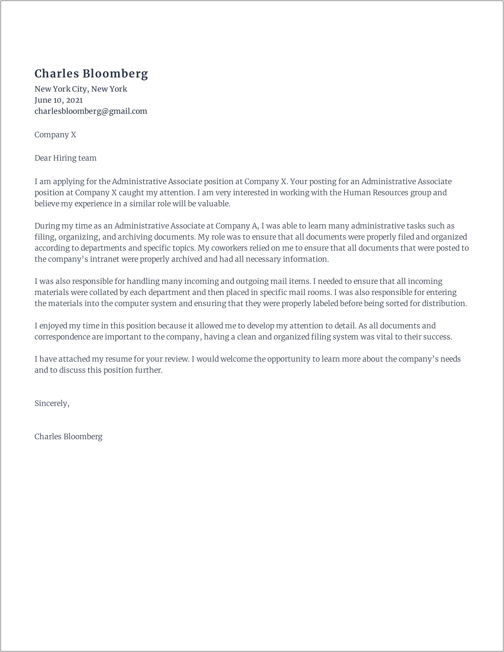 Medical Administrative Assistant Cover Letter Template