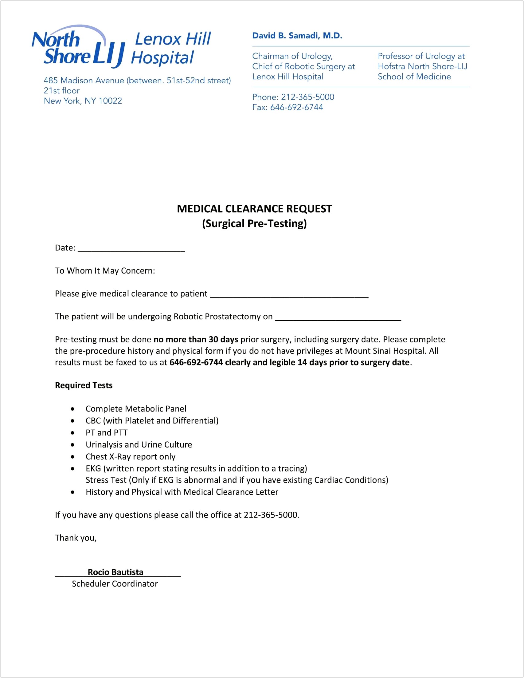 Medical Clearance For Surgery Letter Template