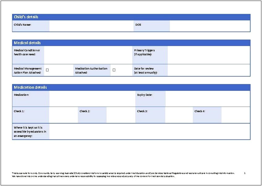 Medical Conditions Risk Minimisation Plan Template