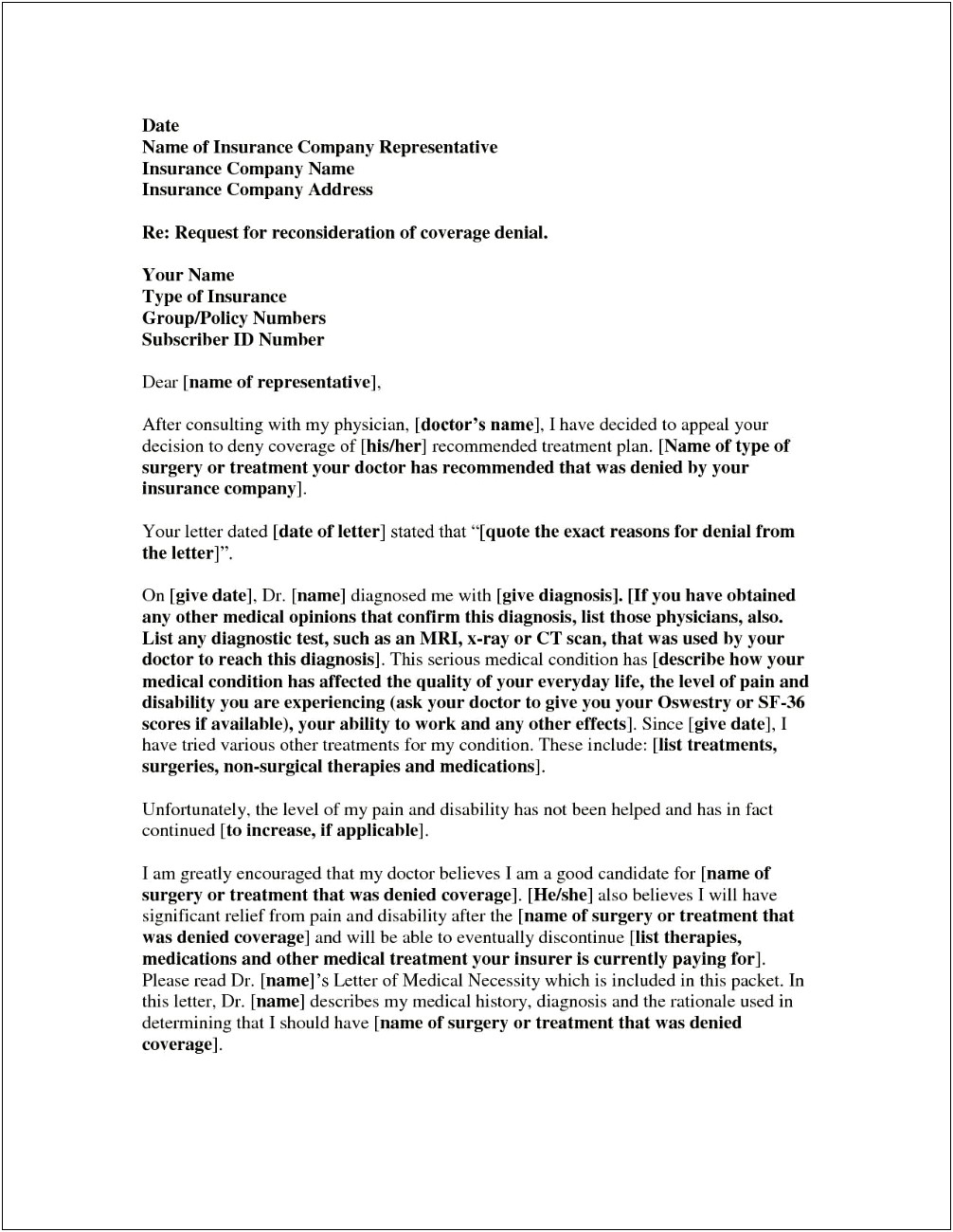 Medical Insurance Appeal Letter Template Nevada