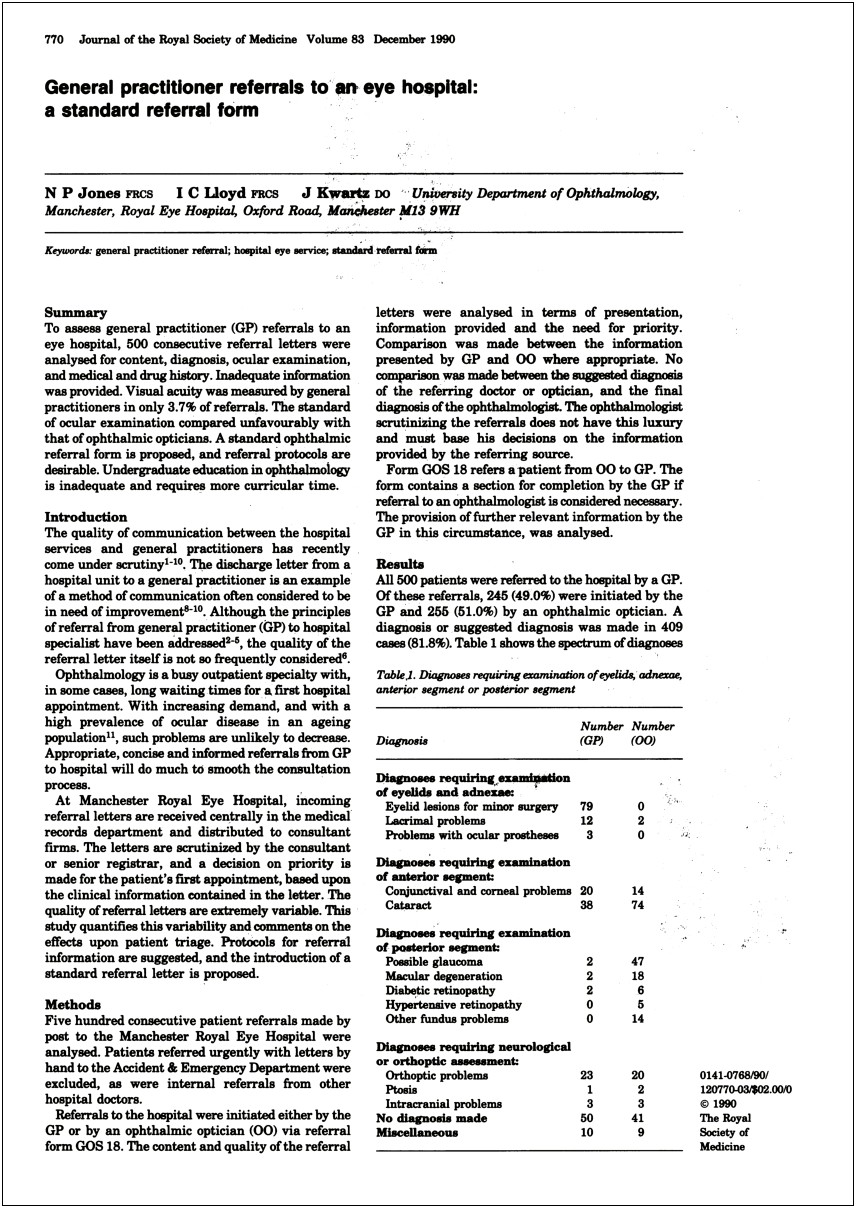 Medical Referral Letter To A Specialist Template