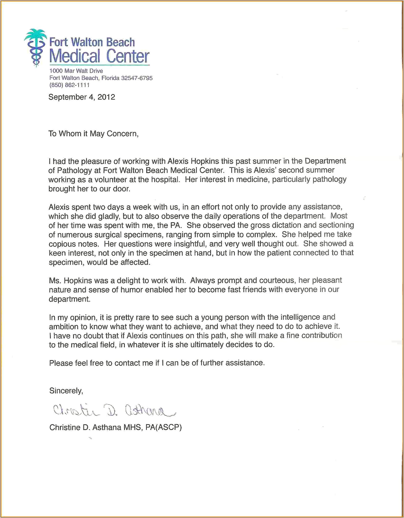 Medical School Letter Of Interest Template