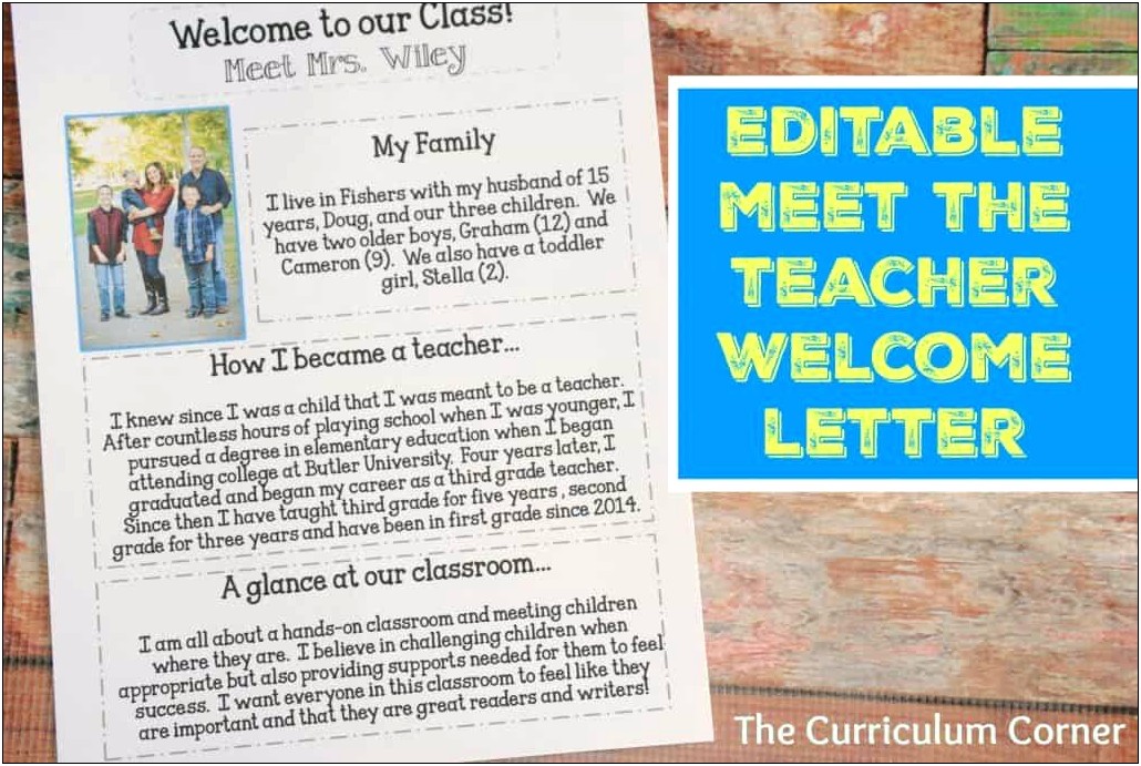 Meet The Teacher Letter Free Template