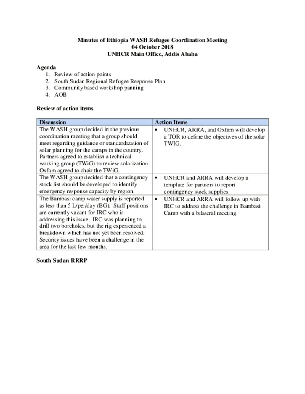 Meeting Minutes And Action Plan Template