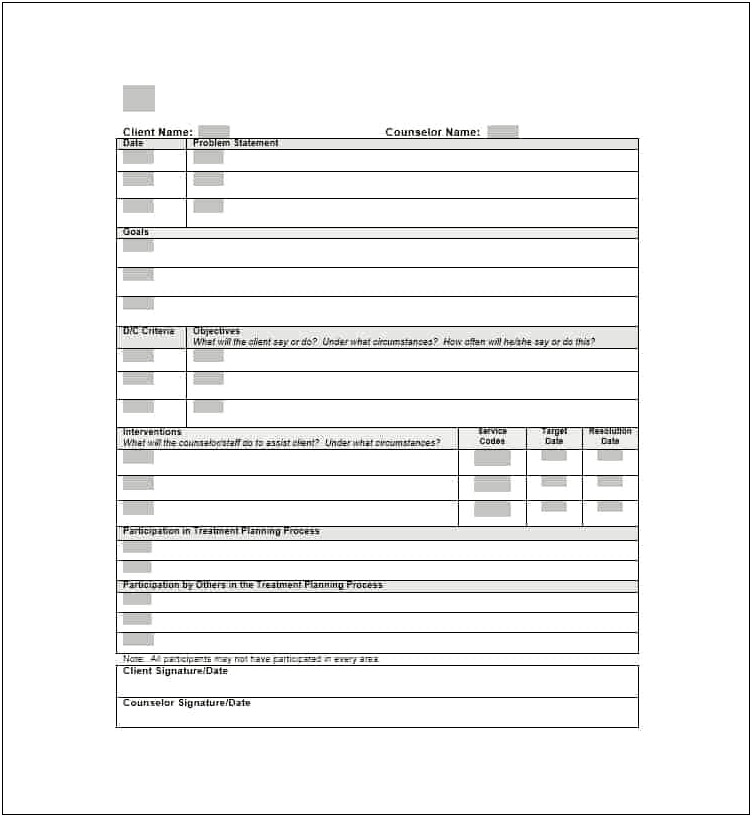 Mental Health Care Plan Review Template