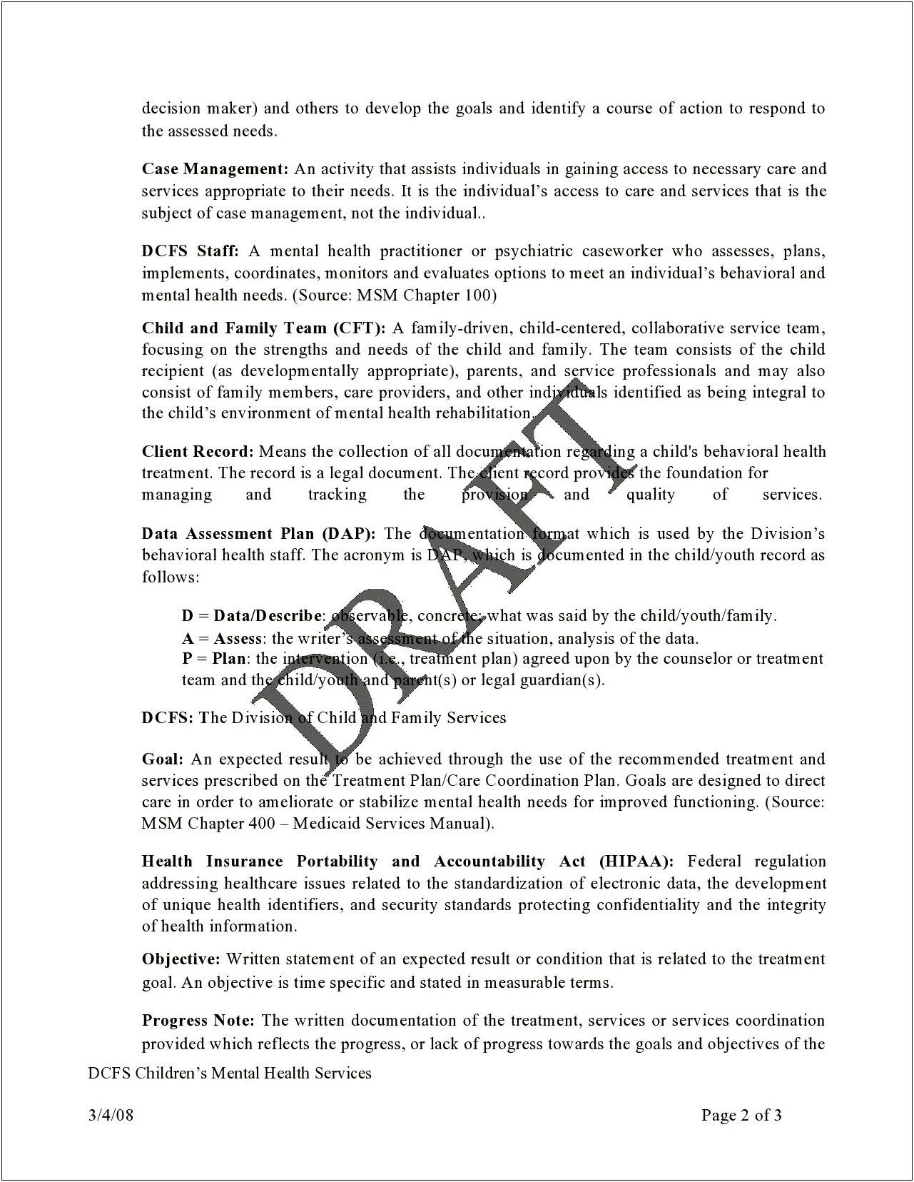 Mental Health Case Management Treatment Plan Template