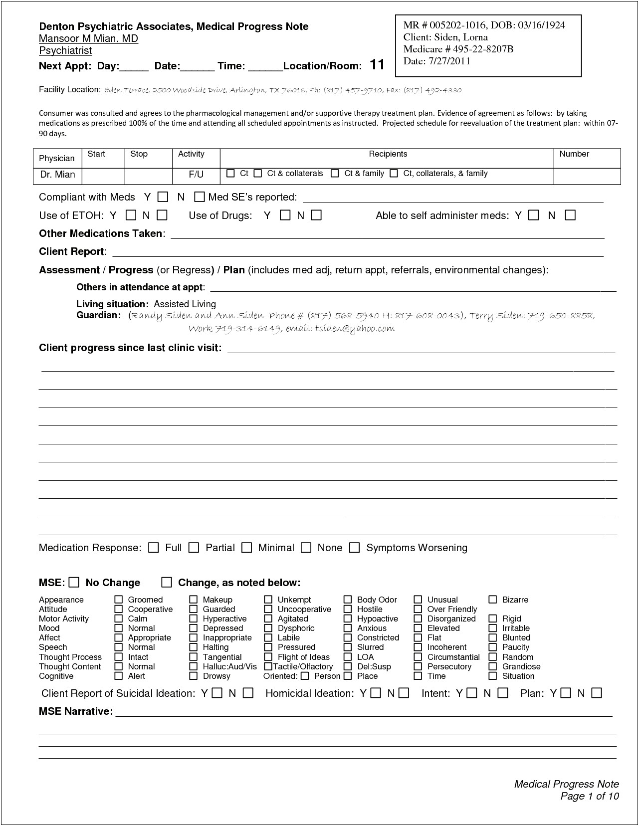 Mental Health Counseling Treatment Plan Template