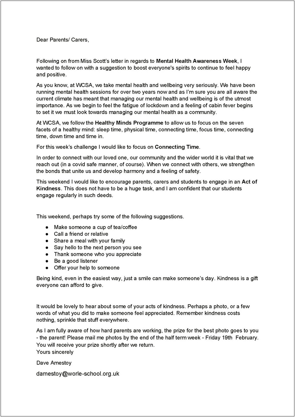 Mental Health Return To Work Letter Template