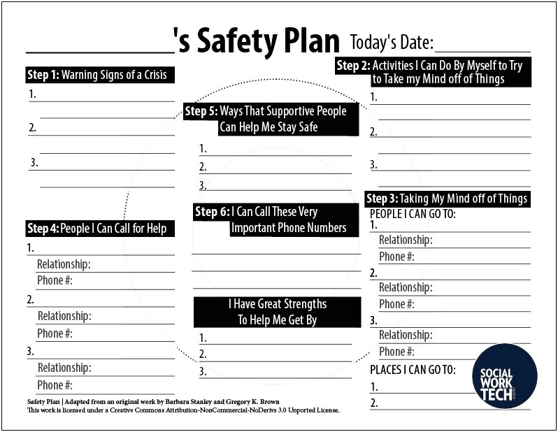 Mental Health Safety Plan Template Pdf